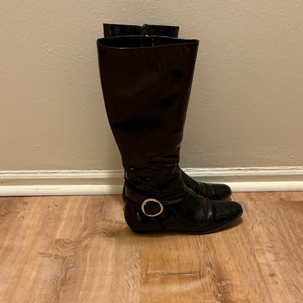 Jimmy Choo black patent boots